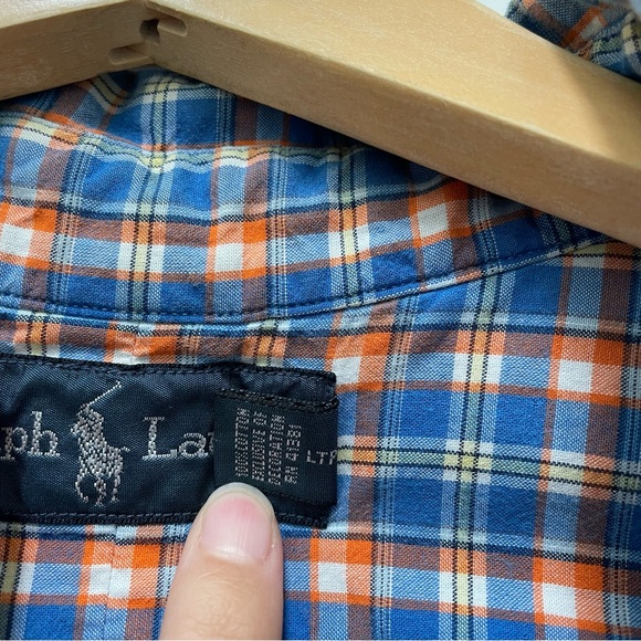 TWO Ralph Lauren XL long sleeve cotton button down dress shirts chambray check - Picture 7 of 13